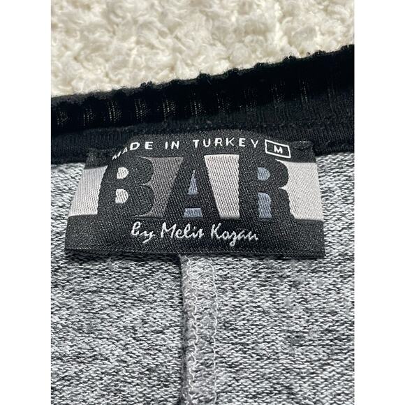 Bar by Melis Kozan Women's Size Medium Striped Side Zip Sweatshirt Black Gray - Picture 7 of 9